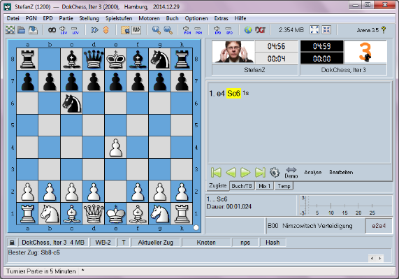 DokChess im Schach-Frontend Arena unter Windows